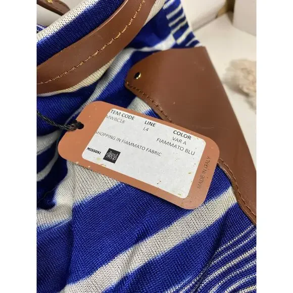 Missoni Fiammato Blue Striped Bag NWT - Picture 4 of 10